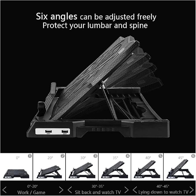4 Fan Cooling Pad for 12 to 19-inch Gaming Laptop USB Powered Quiet Cooler Fan Portable Stand with Dual 2.0 USB Ports Blue LED Lights