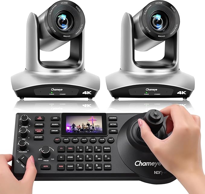 Chameye 4K PTZ Camera 20x Optical Zoom HDMI PTZ Camera 4K for Church Worship Conference Education Events IP PTZ Controller PoE 4D Joystick C420x2+E300