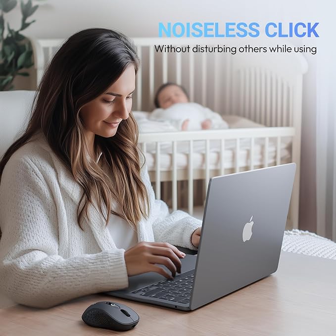 XBG B15 Tri-Mode Wireless Mouse Bluetooth 5.0/4.0 &amp 2.4G 5 Adjustable DPI Type-C Rechargeable with 3-Level Battery Indicator Ergonomic Silent Design for Office/Laptop/Travel
