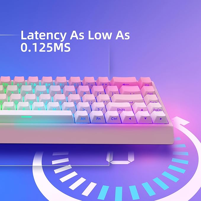 Mer68 Wired 68 Keys Magnetic Switch Mechanical Keyboard 8KHZ Polling Rate/Latency As 0.125MS/256KHZ Single Key Scan Rate/ARGB/ Hot Swappable Gaming Keyboard(Pink)