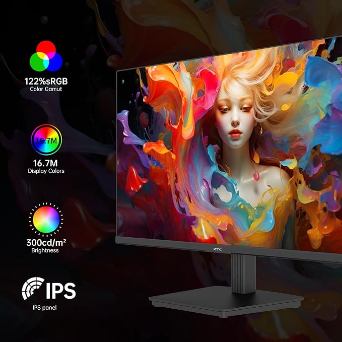KTC 24 Inch QHD 100Hz Computer Monitor IPS 2K 1300:1 Contrast Anti-Blue Light Screen 122% sRGB FreeSync &amp G-Sync Compatible HDMI2.0 &amp Display Port 1.4 PC Monitor for Gaming Office Work (
