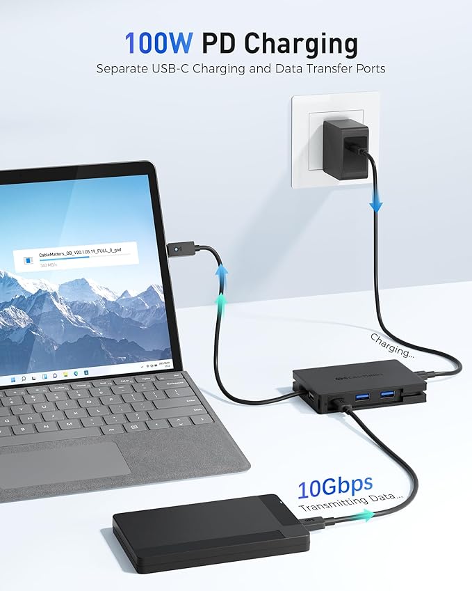Cable Matters 8-in-1 Portable 40Gbps USB4 Hub (USB 4 Dock) Dual DisplayPort 4K@60Hz Single DP 4K@240Hz/8K@60Hz 100W PD Gigabit Ethernet Limited macOS Display Support Thunderbolt 4 Compatible