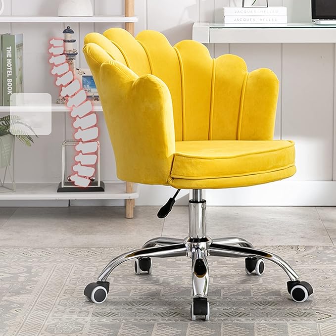 Velvet Dresser Chair Ergonomic Office Game Chairs Bedroom Swivel Recliner Chair with Adjustable Sit Height Home Chair Living Room for Gaming