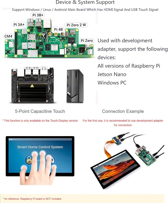 waveshare 7inch IPS Capacitive Touch Display 1024x600 Pixel Integrated Thin and Light LCD with Adapter Board for Raspberry Pi/Jetson Nano/Windows/PC Support Windows/Linux/Android