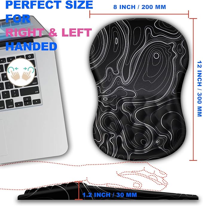 Ergonomic Mouse Pad with Massage Dot Comfortable Computer Mouse Pad for Laptop Wrist Rest Pain Relief Non-Slip PU Base Black 12 x 8 in