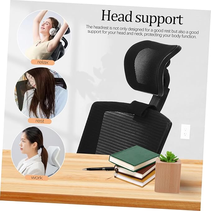 Office Chair Headrest Pillow Mesh Computer Chair Headrest Attachment Neck Support Height Adjustable for Comfortable Use