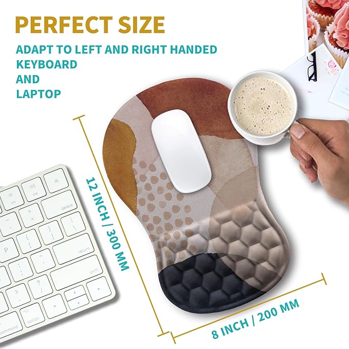 Hokafenle Ergonomic Mouse Pad Wrist Support Wrist Rest Mousepad for Carpal Tunnel Pain Relief with Integrated Memory Foam Slope Massage Bulge (11.8x7.9 inchAbstract Marble