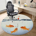 Orange Blue PU Leather Office Chair Mat for Hardwood Floors Fish Goldfish Swimming Under Animal Desk Chair Mat Large Anti-Slip Floor Protector for Home Office Aquarium Diameter 55 in