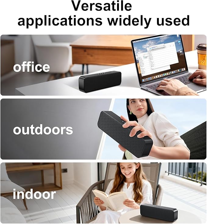 Computer Speakers for Desktop PCRechargeable Bluetooth SpeakerSmall Computer Soundbar with Stereo &amp Bass3.5mm Aux-inTF PortLoud Volume for Web ConferencesTeacherMusic (Black)
