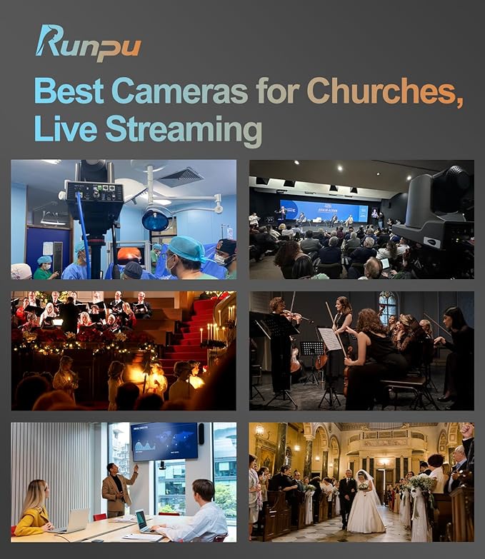 NDI PTZ Camera 20x Optical ZoomAI Auto-Tracking Video Conference Room Camera with HDMI LAN USB SDILive Streaming for Church Worship Work with VmixZoomOBSYouTubeFacebook RP-HD66A-20N