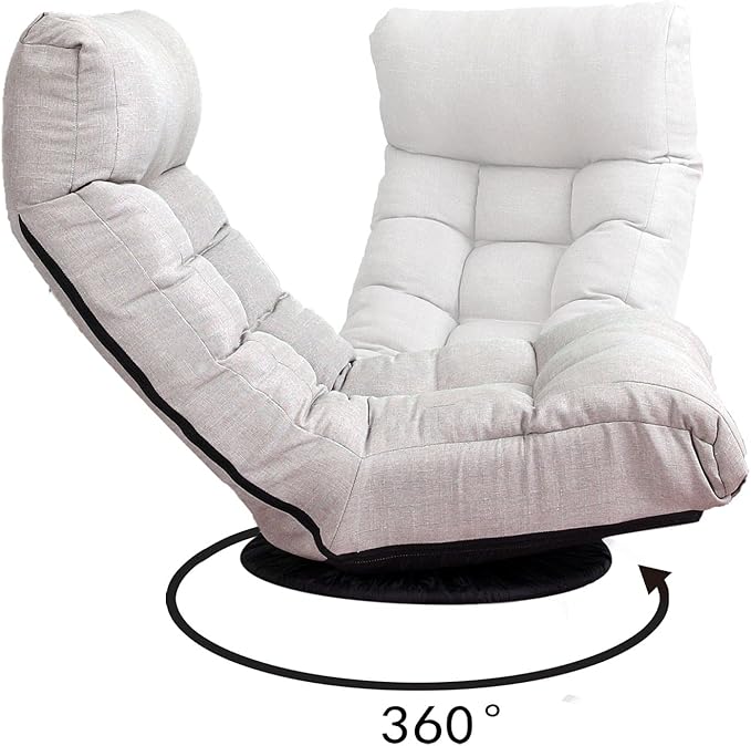 High Back Folding Floor Gaming Chair w/Footstool360 Degree Swivel Single Recliner Leisure Chair