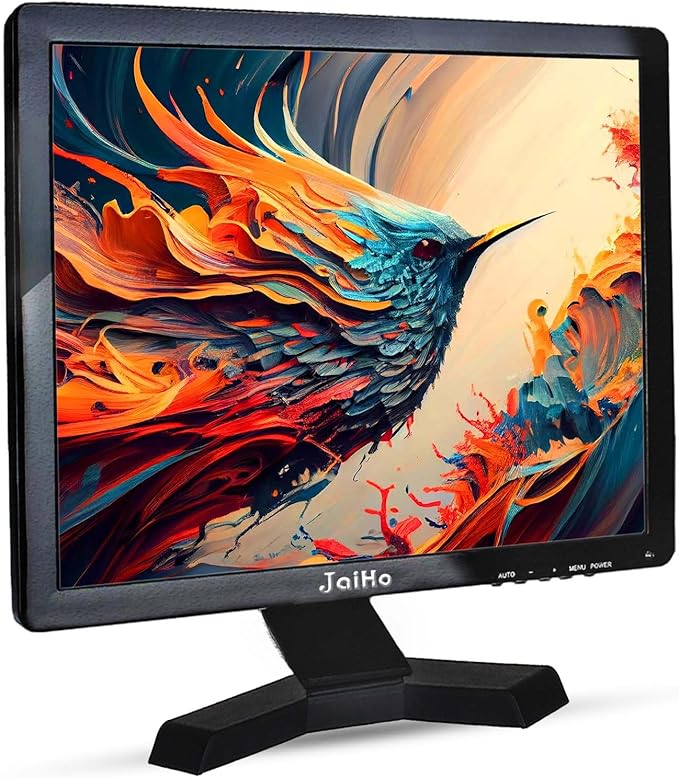 JaiHo 17 Inch PC Monitor TFT LCD Monitor - 1280 x 1024 Resolution 4:3 HDMI Monitor Color Display Screen with HDMI/VGA/BNC/AV/USB Earphone Input Built-in Dual Speakers Black