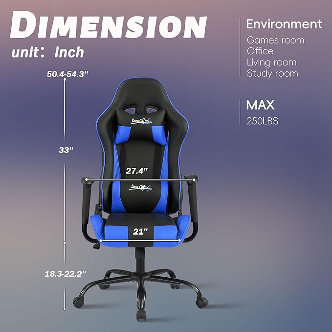 Silla Gamer Chair - Adults &amp Kids PC Gaming Recliner with Headrest &amp Lumbar Support