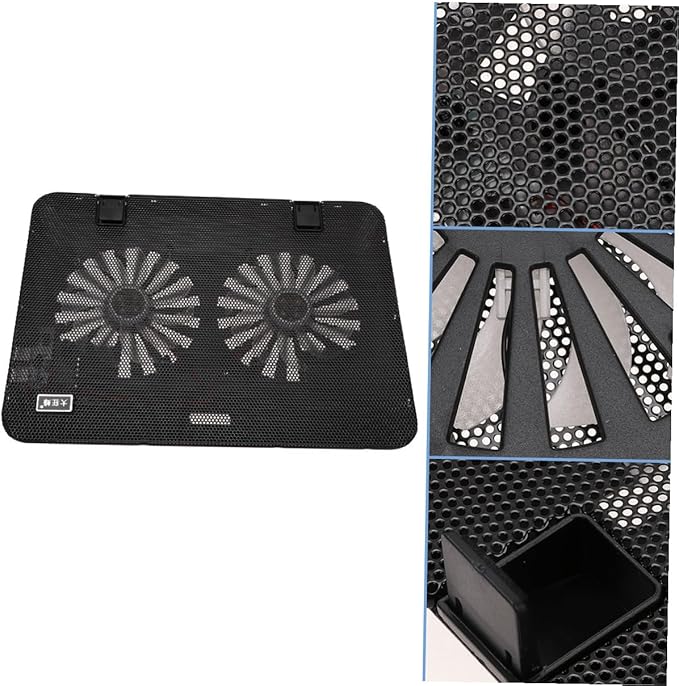 6 Inch Adjustable Laptop Holder Cooling Pad with High-Velocity Fan Notebook Cooling Support for Office and Gaming Black