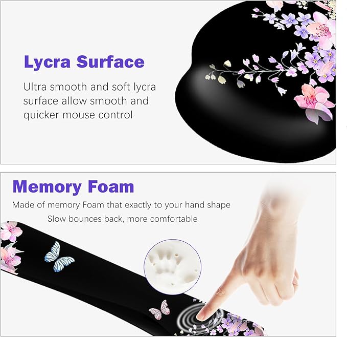 ARTSO Large Mouse Pad Ergonomic Keyboard Wrist Rest Support Combo Psalm 46:5 God is Within Her She Will not Fall -Bible Verse Flower Butterfly Extended Desk Mat Blotter