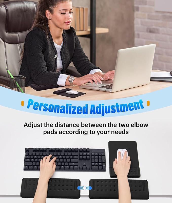 Arm Rest for Desk 3PCS L-Shaped Desk Elbow Pads and Mouse Pad Memory Foam Desk Wrist Rest with Non-Slip Base for Office Home Gaming Study(12 * 4 inch)