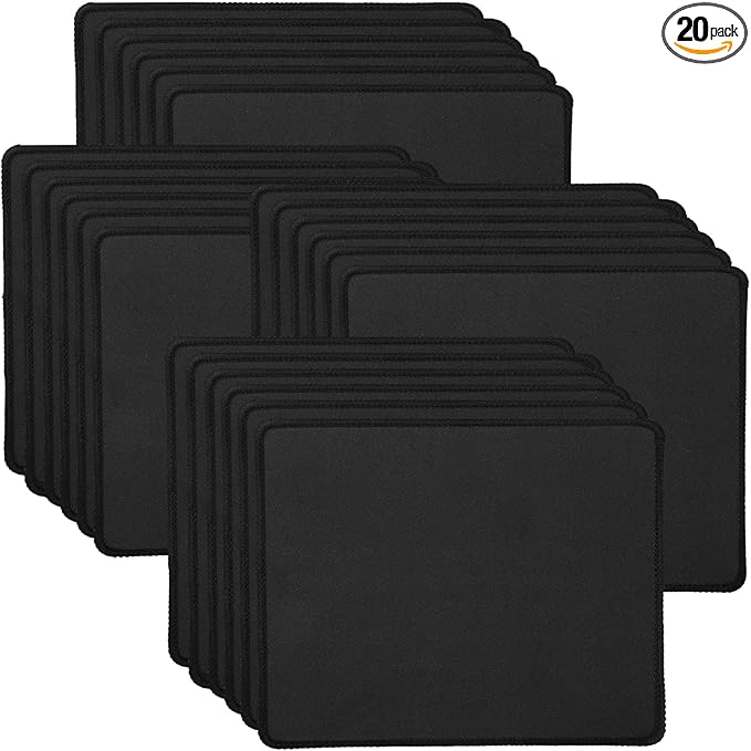 20 Pack Mouse Pad with Stitched Edge2mm Black Mouse PadsMousepads with Non Slip Rubber BasePremium-Textured &amp Waterproof Mousepad for Computers Laptop Office Home8.7x7.1In