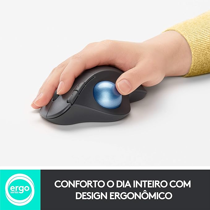Logitech Ergo M575 Wireless Trackball Ergonomic Comfort Design Optical Wireless up to 33 feet 2000 DPI Bluetooth Technology - 910-005869 (Black) (Renewed)