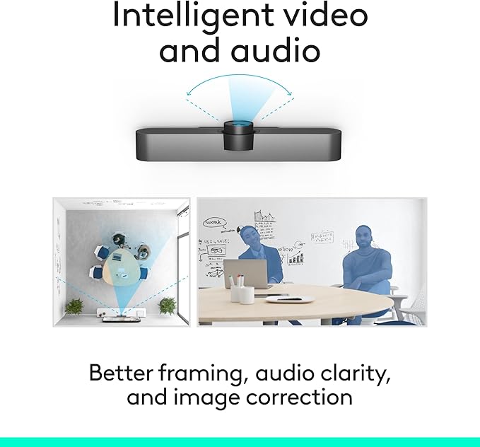 Logitech MeetUp Video Conferencing System Ultra HD 4K/1080p/720p 3 Microphones/Adjustable Speakers Wide Field of View 120° PC/Mac/Laptop/MacBook/Tablet - Black
