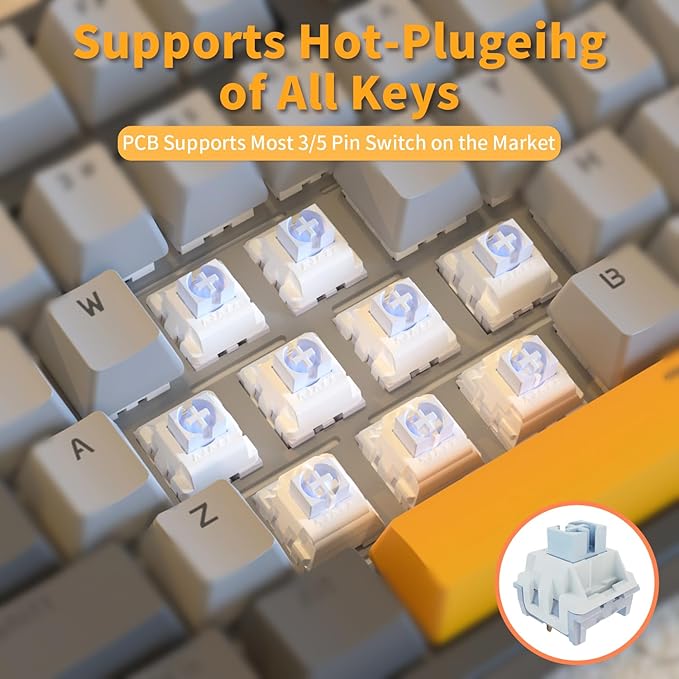 AJAZZ AK35I V3 104-Key Full Size Wired Gasket Mount Gaming Keyboard with Multimedia Buttons &amp Knob Control | Five Layer Pad | OEM Profile PBT Keycaps | Blue Backlit Custom Keyboard