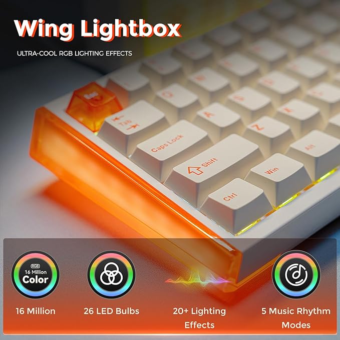 DAREU COOL68 60% Wired Gaming Keyboard Rapid Trigger Magnetic Switch Keyboard with 8000Hz Polling Rate Adjustable Actuation 0.1ms Latency SOCD Gasket Mount Hot swappable RGB Light