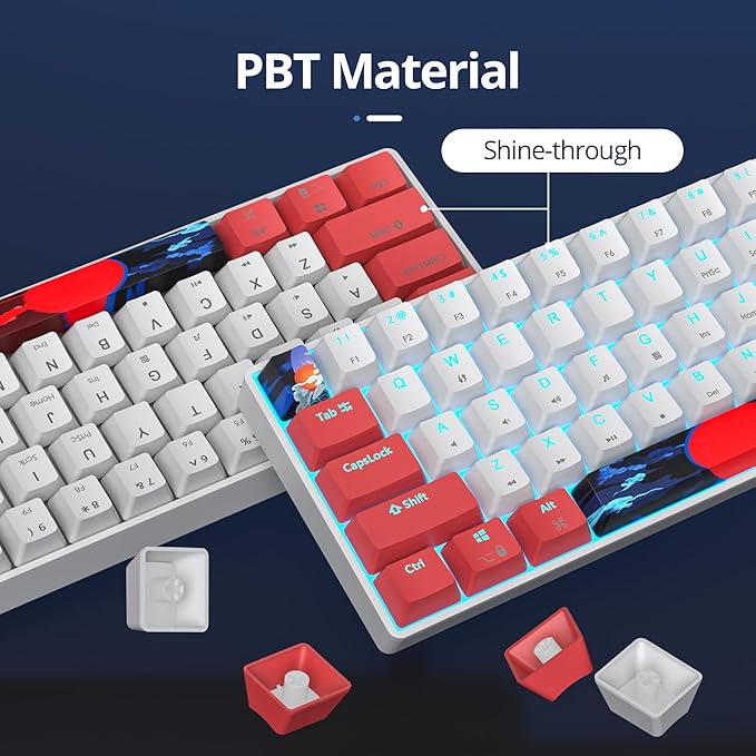 surmen 60% Wired Mechanical Gaming Keyboard 61 Keys Backlit Ultra-Compact Mini Office Keyboard 60 Percemt with Linear Red Switch for PC/Mac Gamer Typist (61 Red White)