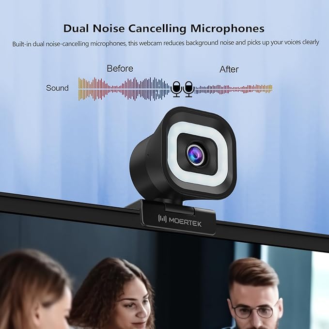 4K Webcam with 5-Level LED Light 12MP Camera USB Webcam with Dual Noise-canceling Microphones PDAF Fast Auto Focus Remote Control 360° Rotation Perfect for Live streaming Online Meeting