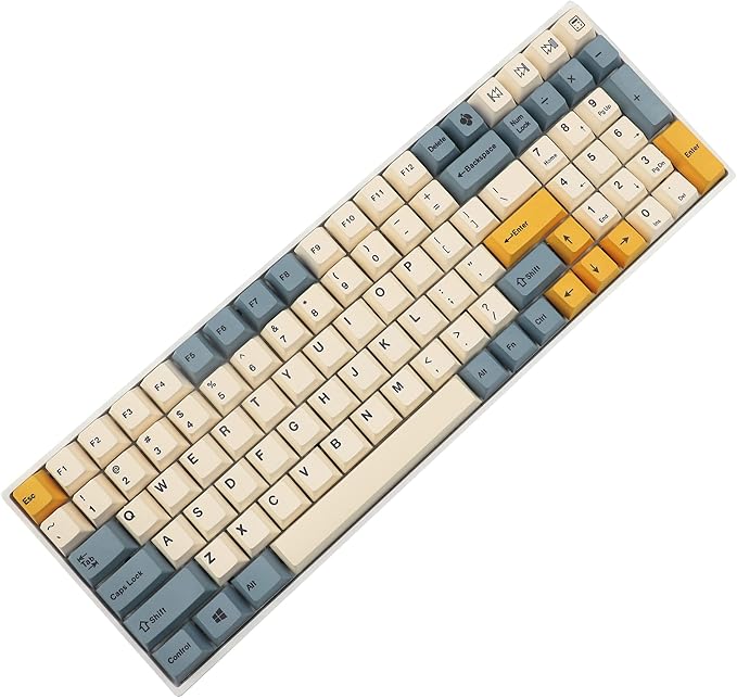 YMDK 145 Apricot Yellow Dye-Sub Mac Keycaps Thick PBT Cherry Profile Key caps for TKL 61 64 68 75 87 96 104 108 GMMK MX Mechanical Keyboard