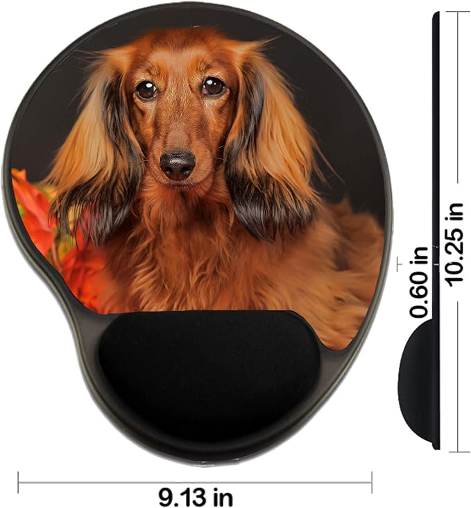 MSD Mousepad Wrist Rest Protected Mouse Pads Mat with Wrist Support Image ID: 23884274 long haired dachshund in The autumn