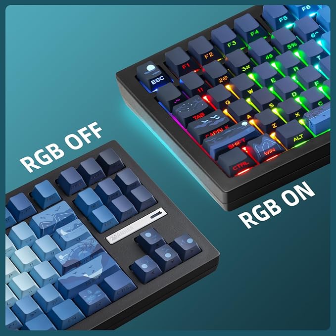 ZORNHER ZH870 Wireless Mechanical Gaming Keyboard80% Blue Custom Creamy Sound Keyboard with Lighted Up Dye Sublimation PBT KeycapsPre-lubed Linear SwitchesHot-SwappableRGB Backlit