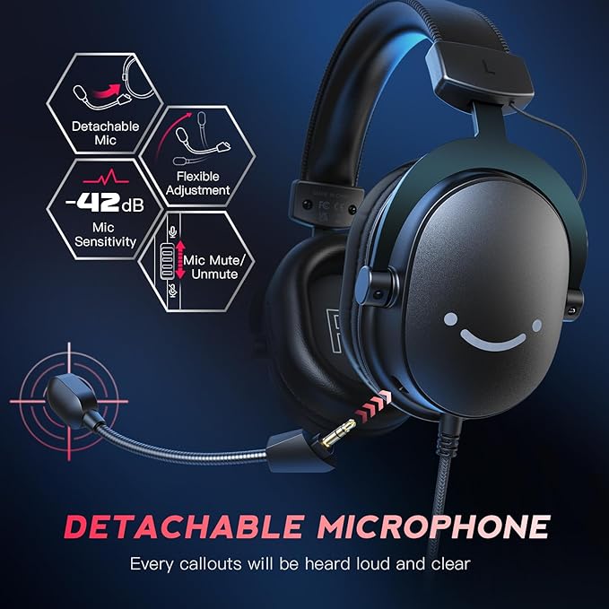 FIFINE Gaming Headset and XLR Dynamic Microphone Bundle USB Headset Set with 7.1 Surround Sound for PS5/PS4 Podcast Recording Mic with RGB Mute Button Headphones Jack for Vocal YouTube (H9+AM8)