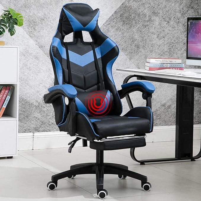 UISLA Office Video Game s Ergonomics Lift Seat with footrest High Back Gaming Multifunction with Headrest and Lumbar Support for Video Game Swivel Dign