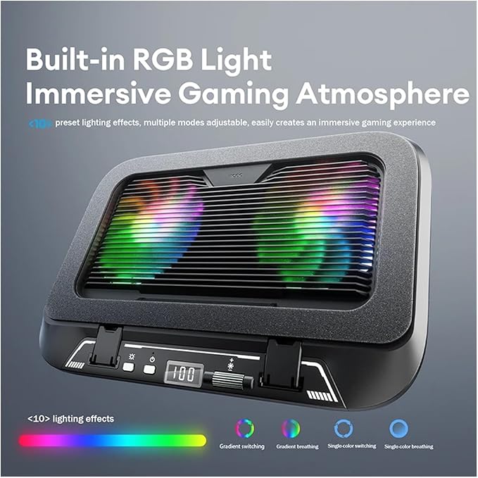 V21 14cm Dual Fans Laptop Cooler 14-17.3 Lighting Adjustable Foldable Laptop Cooler Pad Cooler Pad LED Light Fan