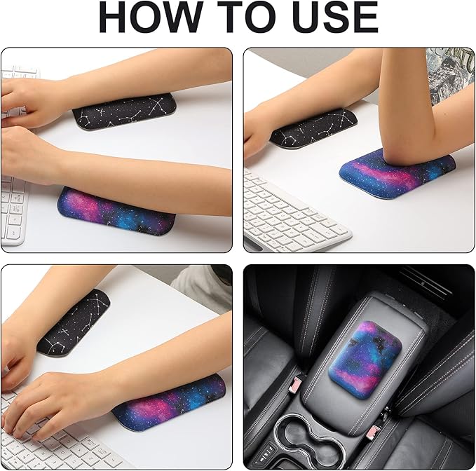 Kigley 4 Pcs Elbow Rest Pads for Desk Ergonomic Wrist Rest Pad Arm Rest Pads with Memory Foam and Non Slip Base for Relieve Elbow and Wrist Pain for Computer Office (Galaxy)