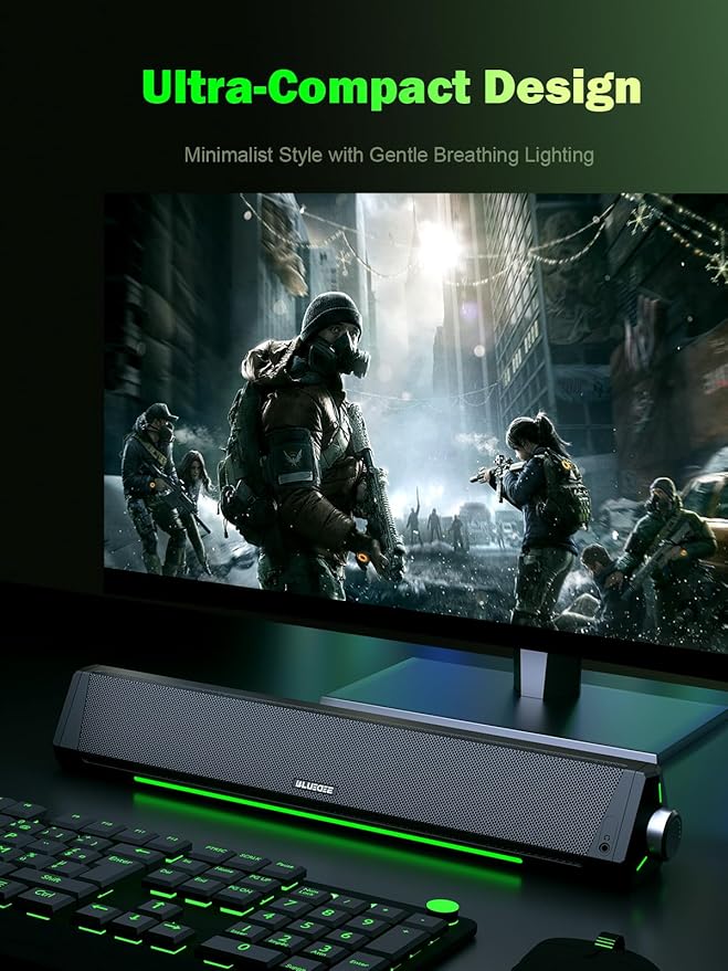 BLUEDEE Computer Speakers for Desktop PC Computer Sound bar HiFi Stereo Speakers for Computer Desktop Bluetooth 5.0 and 3.5mm Aux-in PC Soundbar USB/USB C Powered Gaming Speakers for pc Laptop