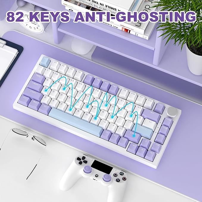 ATTACK SHARK Ajazz Hot Swappable Mechanical Keyboard75% TKL RGB Backlit Wired Gaming Keyboard with Knob ControlPoron FoamSilicon PadGasketNKROPBT Keycaps for Win/MacSea Salt Linear Switch