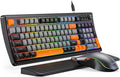 SABLUTE Gaming Keyboard and Mouse Quiet Membrane Keyboard with RGB Backlit Mechanical Feel PC Gaming Keyboards Multimedia Knob Anti-Ghosting Ergonomic Wrist Rest &amp 3200 DPI Mouse for Gamer/Off