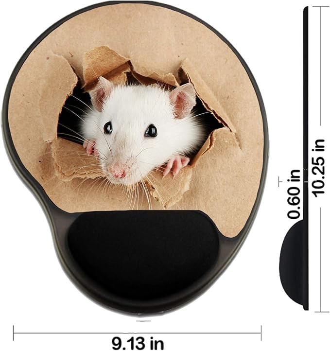 MSD Mousepad Wrist Rest Protected Mouse Pads Mat with Wrist Support IMAGE ID: 17047289 funny little rat on paper backgro