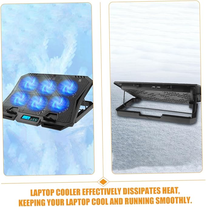STOBOK Laptop Stand Cooling Fan Height Laptop Holder for Desk Portable Cooling Pad for Travel Quiet for Gaming and Work for Comfort
