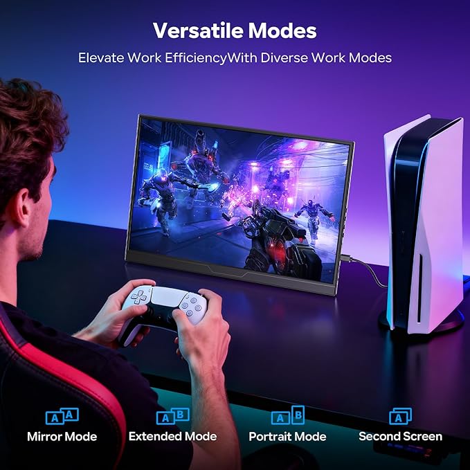 120Hz Portable Gaming Monitor 16 1200P FHD 100% sRGB Portable Display with Adjustable Stand USB-C &amp HDMI External Monitor &amp Travel Screen for Laptop Mac PC Phone Xbox PS5 Switch
