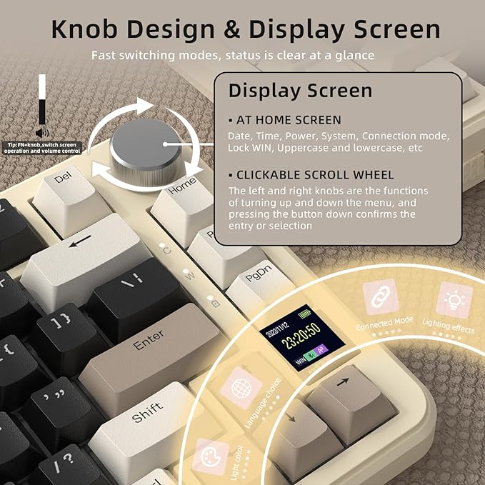 MAGIC-REFINER ATTACK SHARK X85PRO 75% Wireless Mechanical keyboardTFT Smart Display&ampKnobBT/2.4GHz/Wired Custom Gaming KeyboardGasketHot-SwapRGBwith Pro Cable&amp5 Color PBT Keycapsfor PC/M