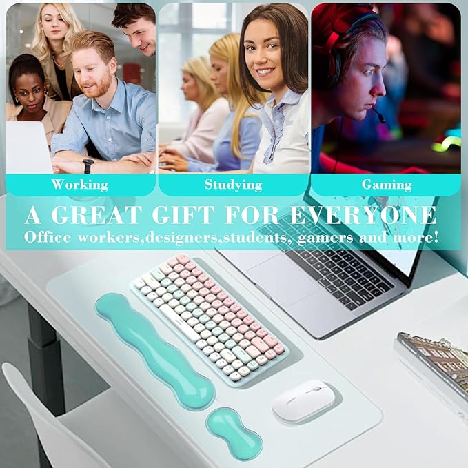 Gel Wrist Rest for Keyboard and Mouse Wrist Rest for Keyboard Mouse Wrist Support Pain Relief Cool Touch Non-Skid Keyboard and Mouse Wrist pad Set