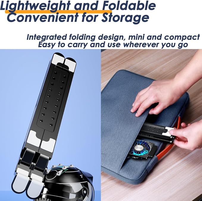 Laptop Cooling Pad for 11-17.3 Inch Gaming Laptops Foldable Laptop Stand Riser Holder with 4 Quiet Fans for Notebook Portable Laptop Cooler with 7 Adjustable Height LED Lights