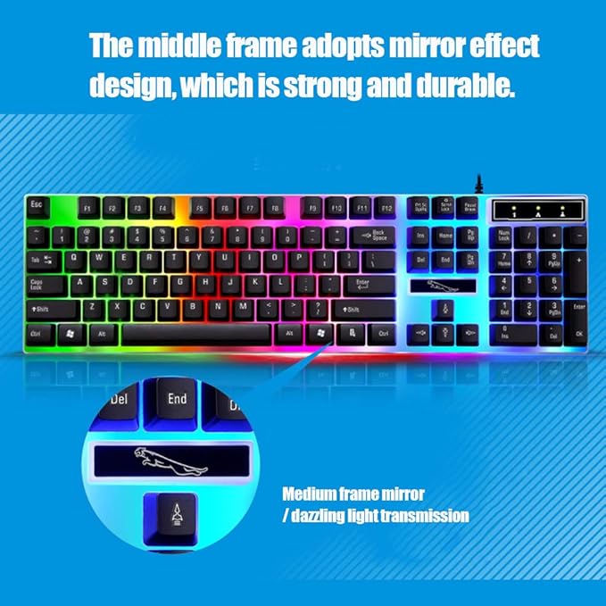 Arinda Wired Gaming Keyboard and Mouse Set Colorful LED Backlit USB Gaming Keyboard Mouse for Laptop PC Gamers