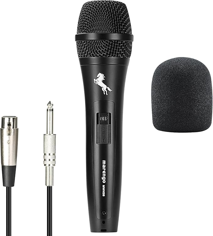 Marengo Dynamic Vocal Microphone for Karaoke SpeakerWired Handheld Mic with On and Off Switch and 13ft Detachable Cable
