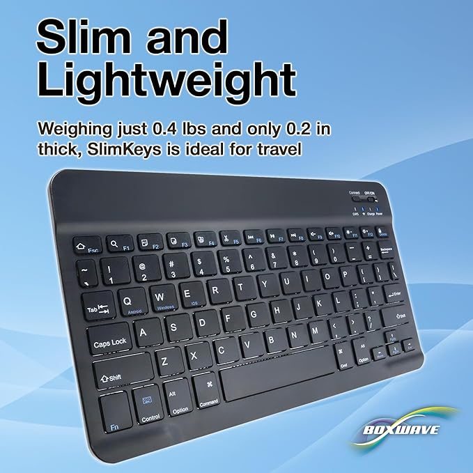 BoxWave Keyboard Compatible with Samsung Galaxy S24 - SlimKeys Bluetooth Keyboard Portable Thin with Chiclet-Style Keys - Jet Black