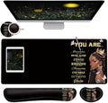Large Mouse Pad + Keyboard Wrist Rest Set Extended Gaming Mousepad (31.5X11.8 inch) Ergonomics Memory Foam Mouse Wrist Rest Support African Americans Women with Butterflies Black XXL Desk Pad