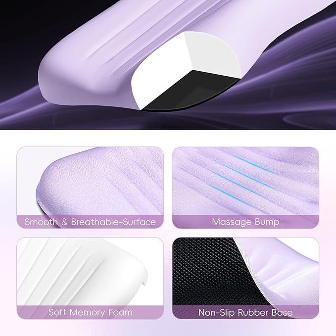 Ospelelf Mouse Pad with Wrist Rest Set Foam L-Shaped Desk Elbow Pad Ergonomic Desk Edge Cushion Anti-Slip Rubber Bottom Office Women Desk Accessories for Computer Laptop and Gaming Purple