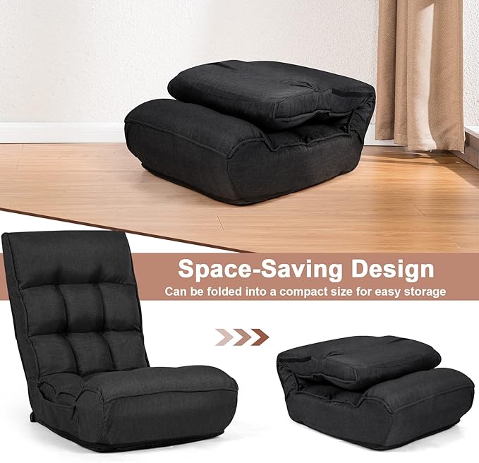 S AFSTAR Folding Floor Chair Floor Gaming Chair with 5-Position Adjustable Headrest &amp 4-Position Backrest Side Pocket &amp Thicken Cushion Padded Floor Seat Lazy Chair for Living Room Bedroom