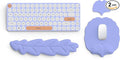Keyboard Wrist Rest and Mouse Pad with Wrist Support Set Ergonomic Leaf Shape Mouse Pad with Non-Slip Base Pain Relief Memory Foam Mousepad for ComputerLaptopHome Office Purple
